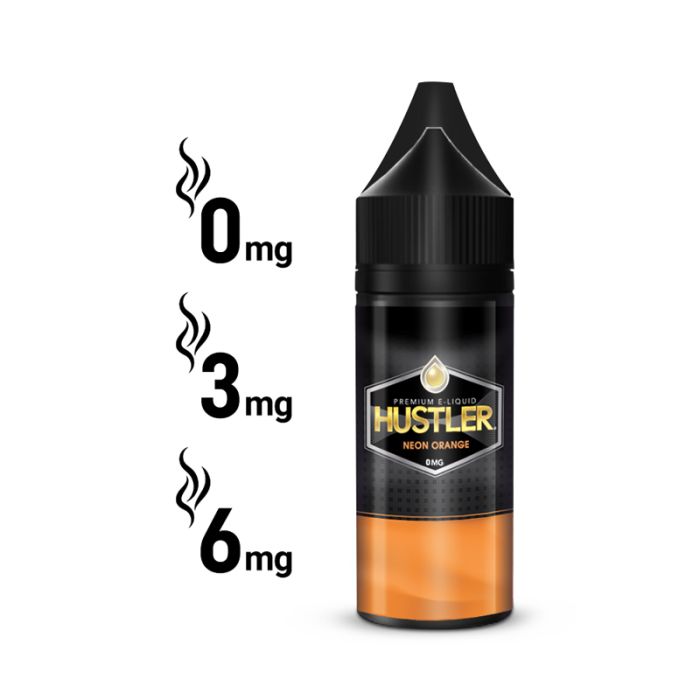 Premium E-Liquid, Neon Orange Flavor, 60ML, Black and Orange Bottle