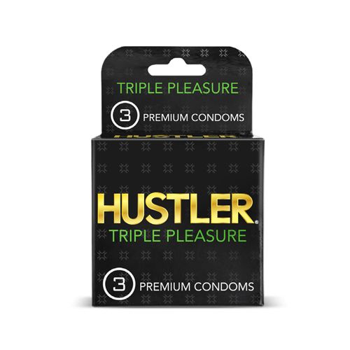 Premium Condoms, Triple Pleasure, Black, Green, and Gold Box